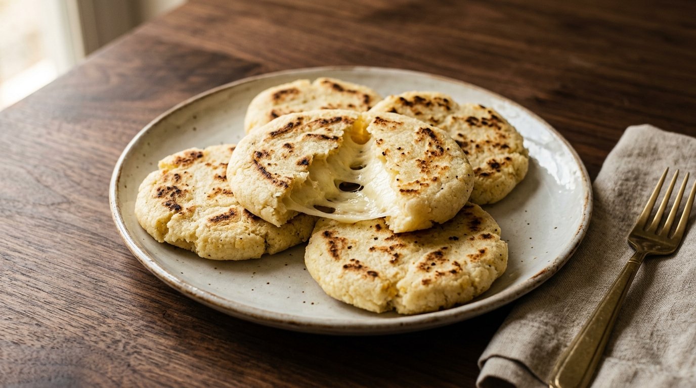 Grilled arepas with melted cheese